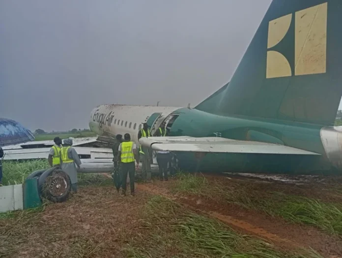 Panic as Enugu Air Plane Skids Off Runway in Benin